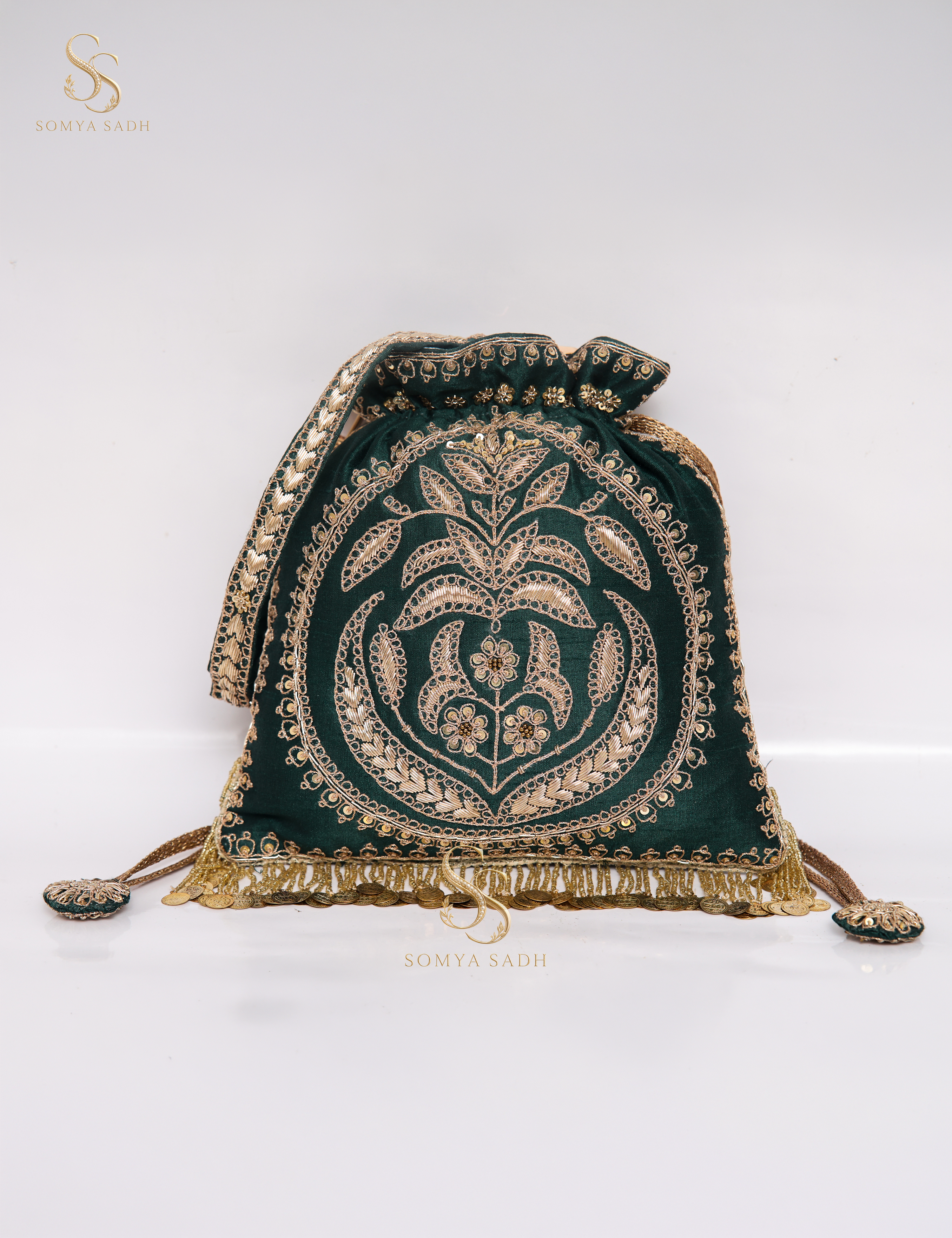Meher Emerald Crest Potli, main product view